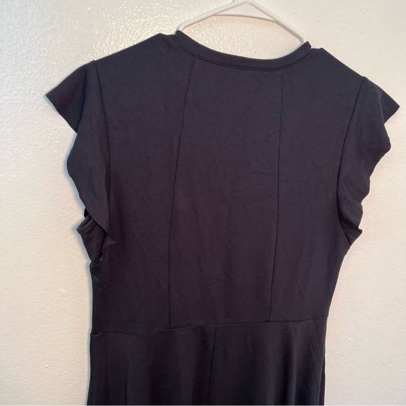 City Chic Aubree Frill Shoulder Dress Navy Blue - Picture 8 of 11